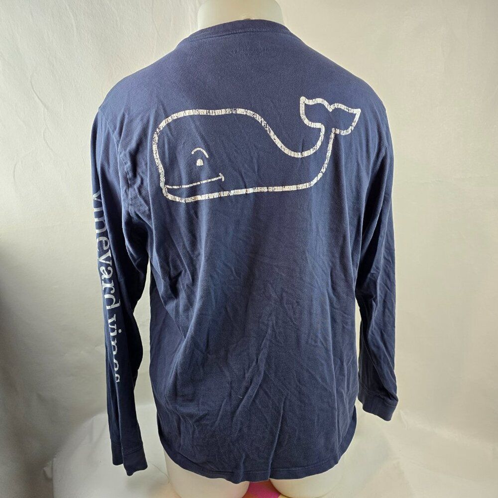 Vineyard Vines T Shirt Mens Medium Blue Whale Graphic Pocket Tee Preppy Casual